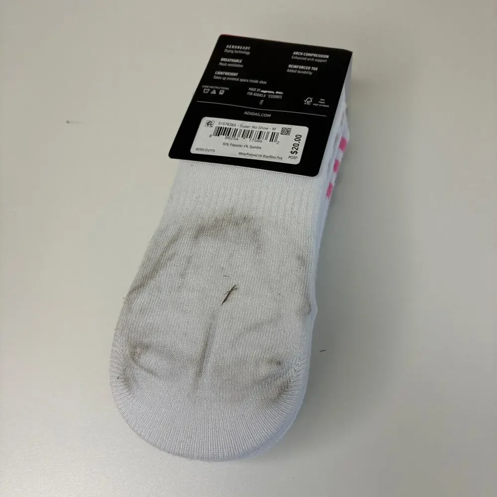 Adidas 6 Pairs Womens SuperLite No Show Socks White Blue Pink Tan NWT Sz 5-10